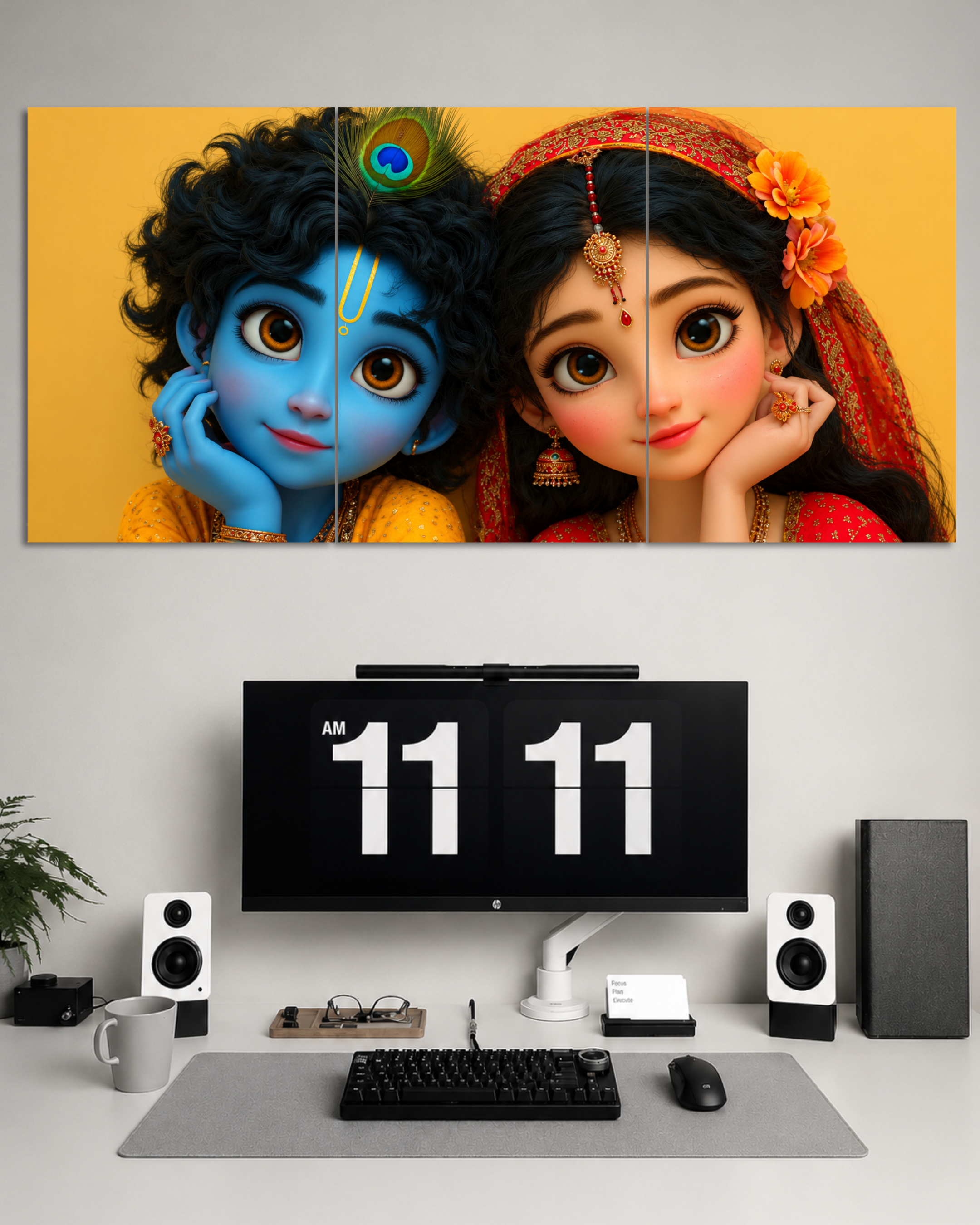 Lord Krishna & Radha 3 Set Split Poster