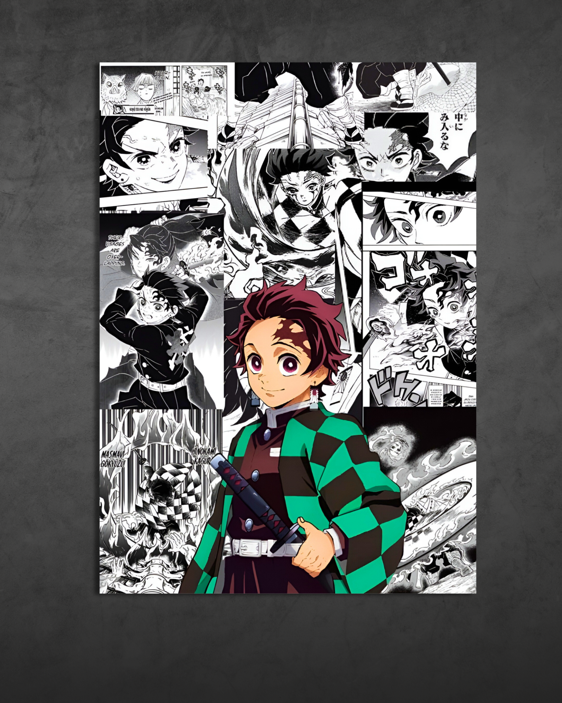 Tanjiro anime Poster-Manga Collage wall art.